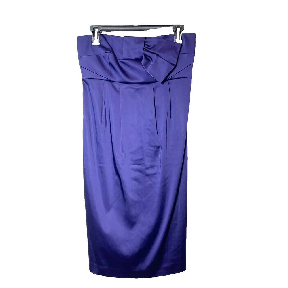 Tahari Arthur S. Levine Strapless Purple Cocktail Dress Womens 6 Bow Pleated